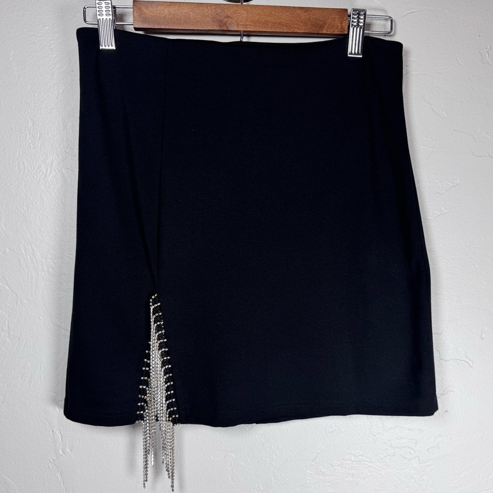 SHEIN Bae Black Mini‎ Skirt With Rhinestones Size Medium